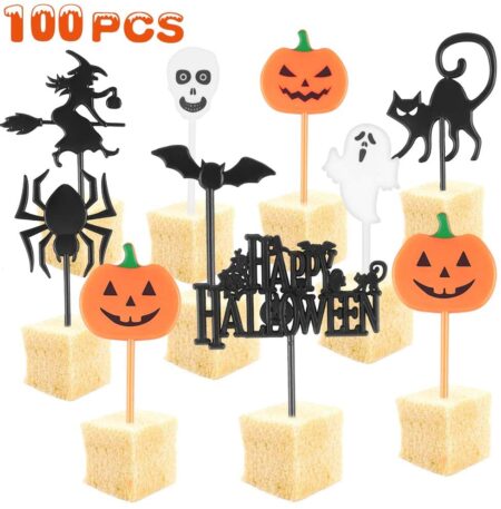 Decoración para Pasteles de de Halloween, 100 PCS Cupcake Topper